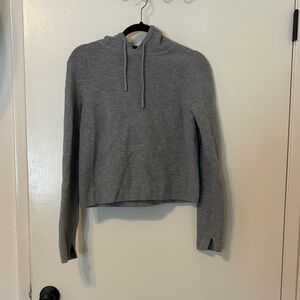Gray Ribbed Hoodie Sweater